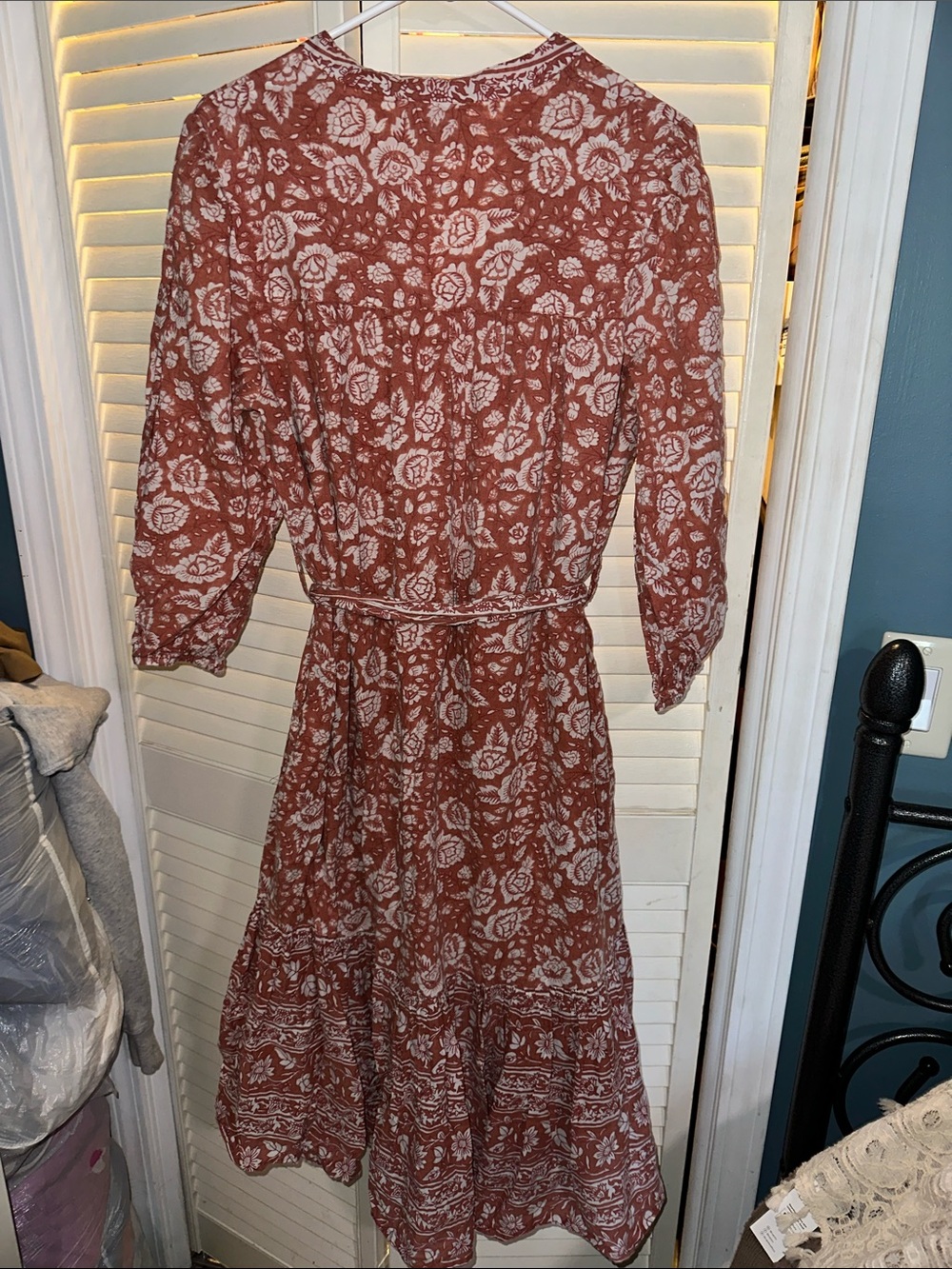 Cleobella Rust Floral Tie-Front Midi Dress - Picture 3 of 4